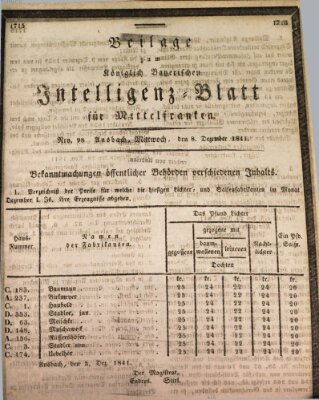 Königlich Bayerisches Intelligenzblatt für Mittelfranken (Ansbacher Intelligenz-Zeitung) Mittwoch 8. Dezember 1841