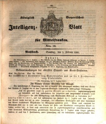 Königlich Bayerisches Intelligenzblatt für Mittelfranken (Ansbacher Intelligenz-Zeitung) Samstag 5. Februar 1842