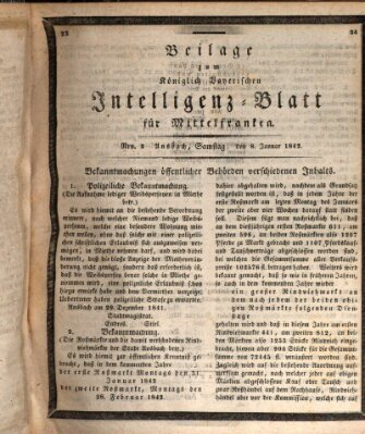 Königlich Bayerisches Intelligenzblatt für Mittelfranken (Ansbacher Intelligenz-Zeitung) Samstag 8. Januar 1842