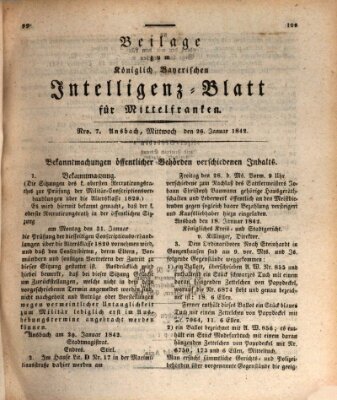 Königlich Bayerisches Intelligenzblatt für Mittelfranken (Ansbacher Intelligenz-Zeitung) Mittwoch 26. Januar 1842