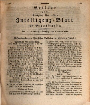 Königlich Bayerisches Intelligenzblatt für Mittelfranken (Ansbacher Intelligenz-Zeitung) Samstag 5. Februar 1842