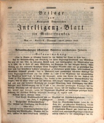 Königlich Bayerisches Intelligenzblatt für Mittelfranken (Ansbacher Intelligenz-Zeitung) Mittwoch 9. Februar 1842