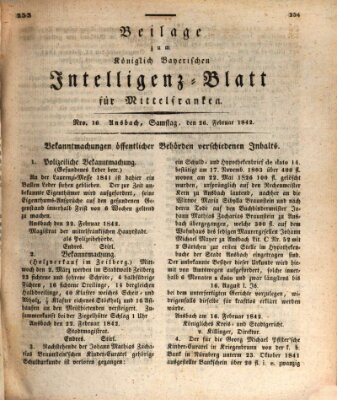 Königlich Bayerisches Intelligenzblatt für Mittelfranken (Ansbacher Intelligenz-Zeitung) Samstag 26. Februar 1842