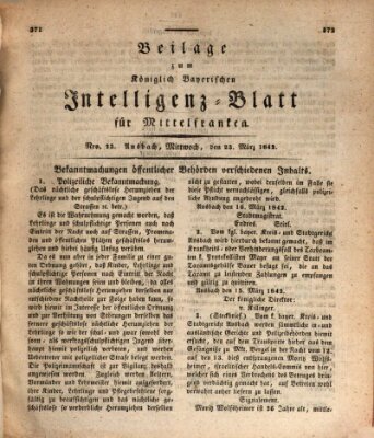 Königlich Bayerisches Intelligenzblatt für Mittelfranken (Ansbacher Intelligenz-Zeitung) Mittwoch 23. März 1842