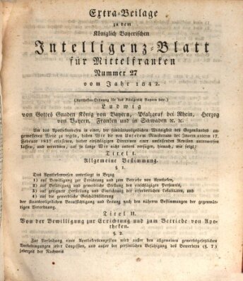 Königlich Bayerisches Intelligenzblatt für Mittelfranken (Ansbacher Intelligenz-Zeitung) Mittwoch 6. April 1842