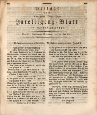 Königlich Bayerisches Intelligenzblatt für Mittelfranken (Ansbacher Intelligenz-Zeitung) Mittwoch 20. Juli 1842