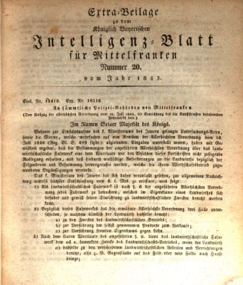 Königlich Bayerisches Intelligenzblatt für Mittelfranken (Ansbacher Intelligenz-Zeitung) Samstag 11. März 1843