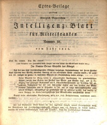 Königlich Bayerisches Intelligenzblatt für Mittelfranken (Ansbacher Intelligenz-Zeitung) Mittwoch 15. März 1843