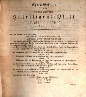 Königlich Bayerisches Intelligenzblatt für Mittelfranken (Ansbacher Intelligenz-Zeitung) Mittwoch 25. Oktober 1843