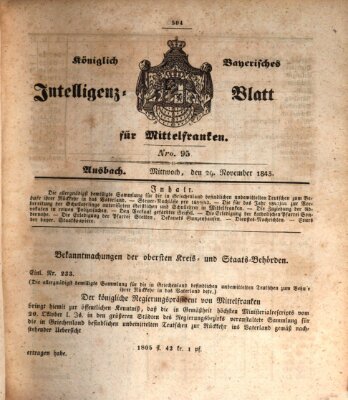 Königlich Bayerisches Intelligenzblatt für Mittelfranken (Ansbacher Intelligenz-Zeitung) Mittwoch 29. November 1843