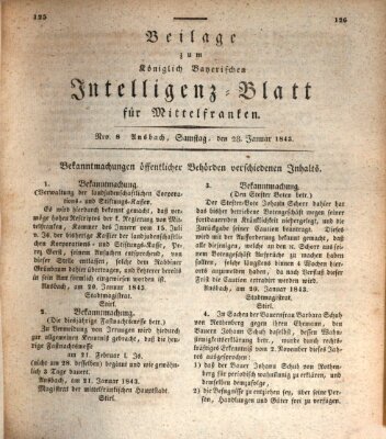 Königlich Bayerisches Intelligenzblatt für Mittelfranken (Ansbacher Intelligenz-Zeitung) Samstag 28. Januar 1843