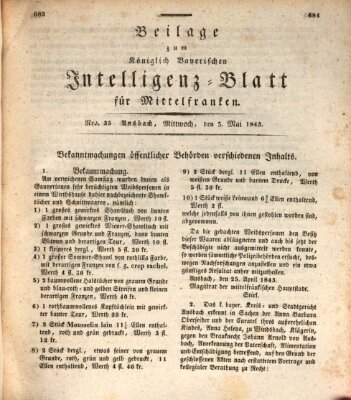 Königlich Bayerisches Intelligenzblatt für Mittelfranken (Ansbacher Intelligenz-Zeitung) Mittwoch 3. Mai 1843