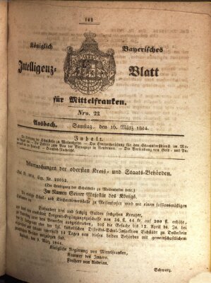 Königlich Bayerisches Intelligenzblatt für Mittelfranken (Ansbacher Intelligenz-Zeitung) Samstag 16. März 1844