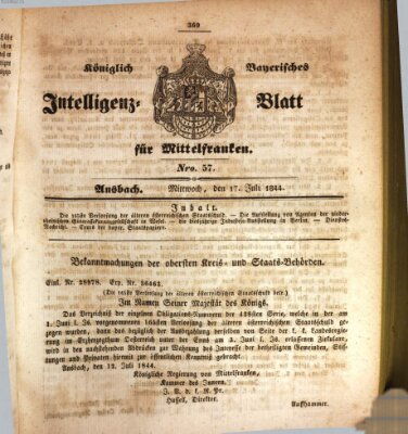 Königlich Bayerisches Intelligenzblatt für Mittelfranken (Ansbacher Intelligenz-Zeitung) Mittwoch 17. Juli 1844