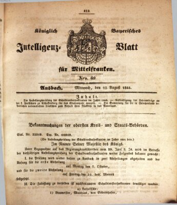 Königlich Bayerisches Intelligenzblatt für Mittelfranken (Ansbacher Intelligenz-Zeitung) Mittwoch 28. August 1844