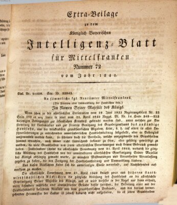 Königlich Bayerisches Intelligenzblatt für Mittelfranken (Ansbacher Intelligenz-Zeitung) Samstag 7. September 1844