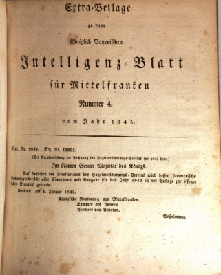 Königlich Bayerisches Intelligenzblatt für Mittelfranken (Ansbacher Intelligenz-Zeitung) Mittwoch 15. Januar 1845