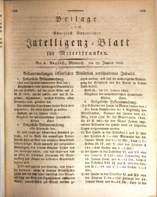 Königlich Bayerisches Intelligenzblatt für Mittelfranken (Ansbacher Intelligenz-Zeitung) Mittwoch 22. Januar 1845