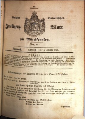 Königlich Bayerisches Intelligenzblatt für Mittelfranken (Ansbacher Intelligenz-Zeitung) Mittwoch 29. Januar 1845