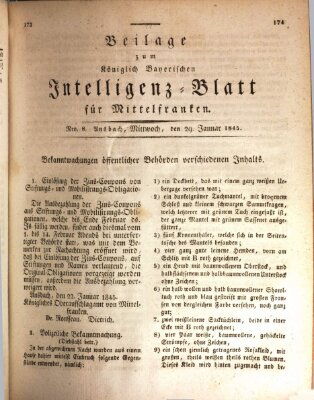 Königlich Bayerisches Intelligenzblatt für Mittelfranken (Ansbacher Intelligenz-Zeitung) Mittwoch 29. Januar 1845