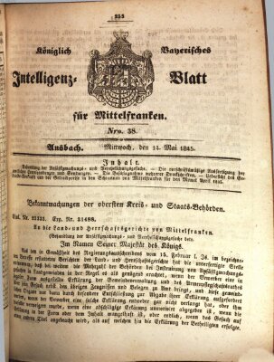 Königlich Bayerisches Intelligenzblatt für Mittelfranken (Ansbacher Intelligenz-Zeitung) Mittwoch 14. Mai 1845