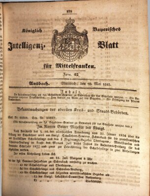 Königlich Bayerisches Intelligenzblatt für Mittelfranken (Ansbacher Intelligenz-Zeitung) Mittwoch 28. Mai 1845