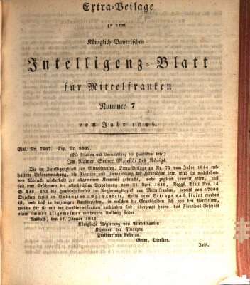 Königlich Bayerisches Intelligenzblatt für Mittelfranken (Ansbacher Intelligenz-Zeitung) Samstag 24. Januar 1846