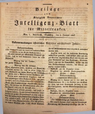 Königlich Bayerisches Intelligenzblatt für Mittelfranken (Ansbacher Intelligenz-Zeitung) Samstag 2. Januar 1847