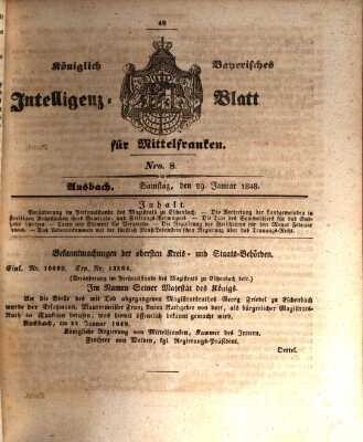 Königlich Bayerisches Intelligenzblatt für Mittelfranken (Ansbacher Intelligenz-Zeitung) Samstag 29. Januar 1848