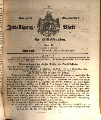 Königlich Bayerisches Intelligenzblatt für Mittelfranken (Ansbacher Intelligenz-Zeitung) Mittwoch 9. Februar 1848