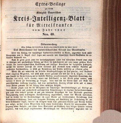 Königlich Bayerisches Intelligenzblatt für Mittelfranken (Ansbacher Intelligenz-Zeitung) Mittwoch 30. August 1848