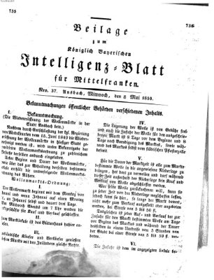 Königlich Bayerisches Intelligenzblatt für Mittelfranken (Ansbacher Intelligenz-Zeitung) Mittwoch 8. Mai 1850