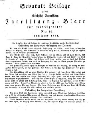 Königlich Bayerisches Intelligenzblatt für Mittelfranken (Ansbacher Intelligenz-Zeitung) Mittwoch 4. Juni 1851