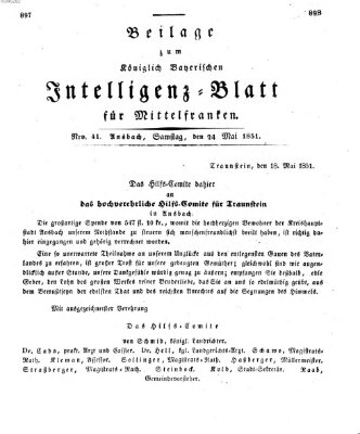 Königlich Bayerisches Intelligenzblatt für Mittelfranken (Ansbacher Intelligenz-Zeitung) Samstag 24. Mai 1851