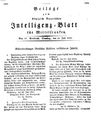 Königlich Bayerisches Intelligenzblatt für Mittelfranken (Ansbacher Intelligenz-Zeitung) Samstag 26. Juli 1851