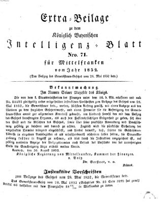 Königlich Bayerisches Intelligenzblatt für Mittelfranken (Ansbacher Intelligenz-Zeitung) Samstag 4. September 1852