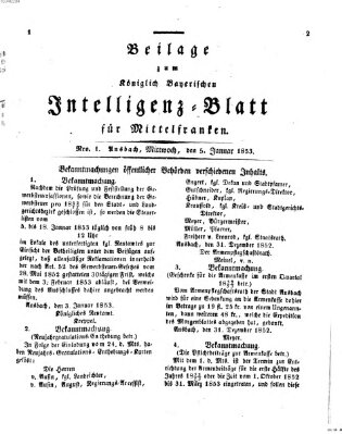 Königlich Bayerisches Intelligenzblatt für Mittelfranken (Ansbacher Intelligenz-Zeitung) Mittwoch 5. Januar 1853