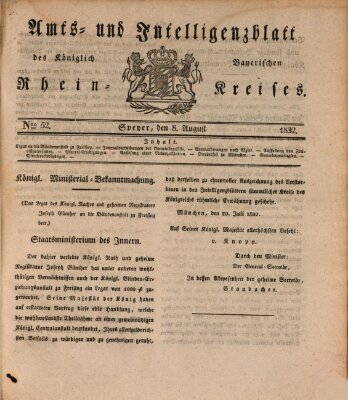 Amts- und Intelligenzblatt des Königlich Bayerischen Rheinkreises (Königlich bayerisches Amts- und Intelligenzblatt für die Pfalz) Freitag 10. August 1832