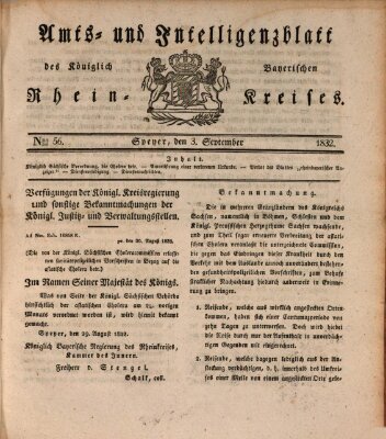 Amts- und Intelligenzblatt des Königlich Bayerischen Rheinkreises (Königlich bayerisches Amts- und Intelligenzblatt für die Pfalz) Montag 3. September 1832