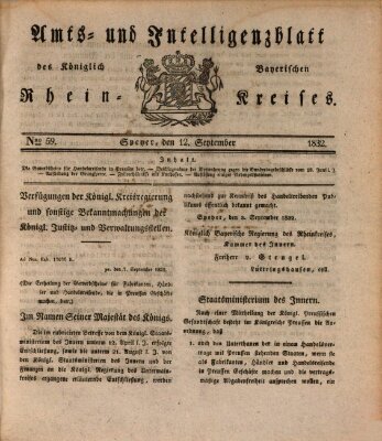 Amts- und Intelligenzblatt des Königlich Bayerischen Rheinkreises (Königlich bayerisches Amts- und Intelligenzblatt für die Pfalz) Mittwoch 12. September 1832