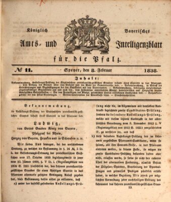 Königlich bayerisches Amts- und Intelligenzblatt für die Pfalz Donnerstag 8. Februar 1838