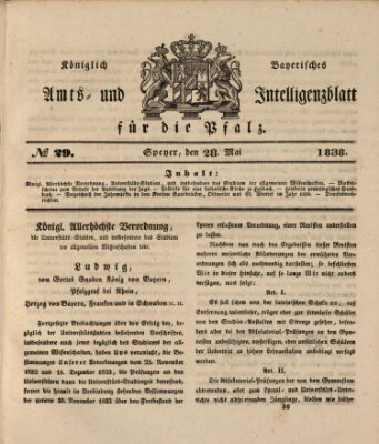 Königlich bayerisches Amts- und Intelligenzblatt für die Pfalz Montag 28. Mai 1838