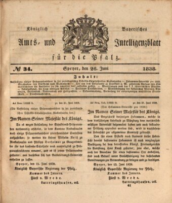 Königlich bayerisches Amts- und Intelligenzblatt für die Pfalz Dienstag 26. Juni 1838