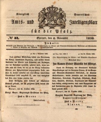 Königlich bayerisches Amts- und Intelligenzblatt für die Pfalz Dienstag 6. November 1838