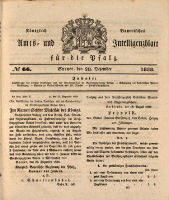 Königlich bayerisches Amts- und Intelligenzblatt für die Pfalz Freitag 28. Dezember 1838