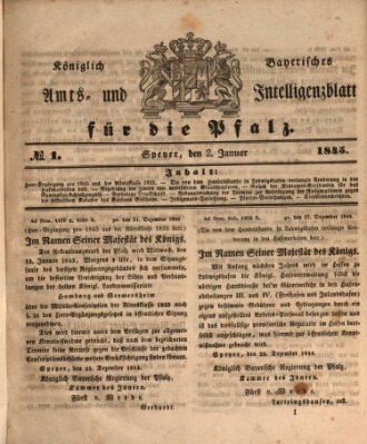 Königlich bayerisches Amts- und Intelligenzblatt für die Pfalz Donnerstag 2. Januar 1845