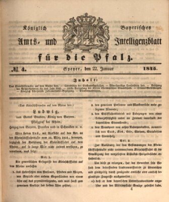 Königlich bayerisches Amts- und Intelligenzblatt für die Pfalz Mittwoch 22. Januar 1845