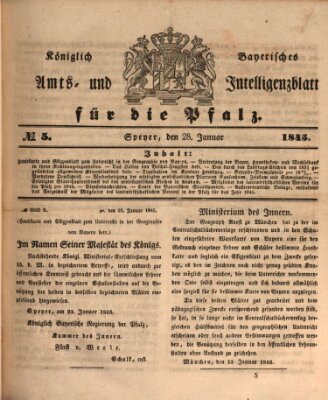 Königlich bayerisches Amts- und Intelligenzblatt für die Pfalz Dienstag 28. Januar 1845