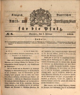 Königlich bayerisches Amts- und Intelligenzblatt für die Pfalz Mittwoch 5. Februar 1845