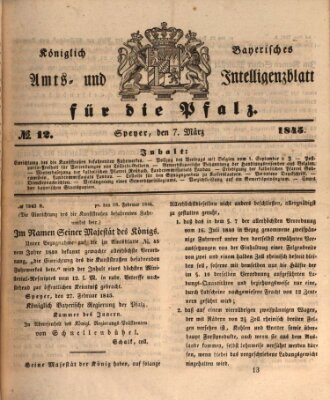 Königlich bayerisches Amts- und Intelligenzblatt für die Pfalz Freitag 7. März 1845